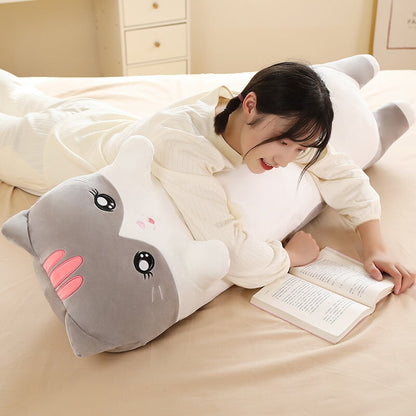 Long Snuggly Pink Gray Cat Plushies