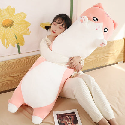 Long Snuggly Pink Gray Cat Plushies