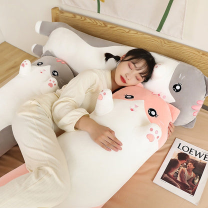 Long Snuggly Pink Gray Cat Plushies
