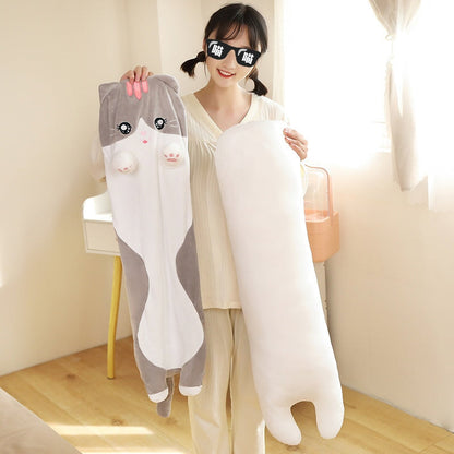 Long Snuggly Pink Gray Cat Plushies