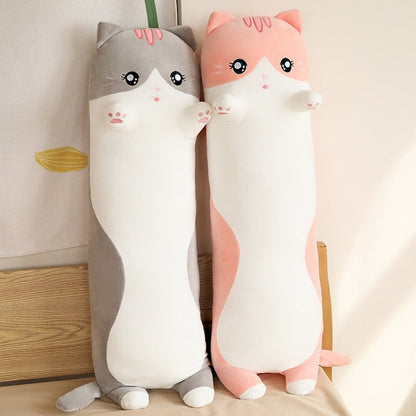 Long Snuggly Pink Gray Cat Plushies