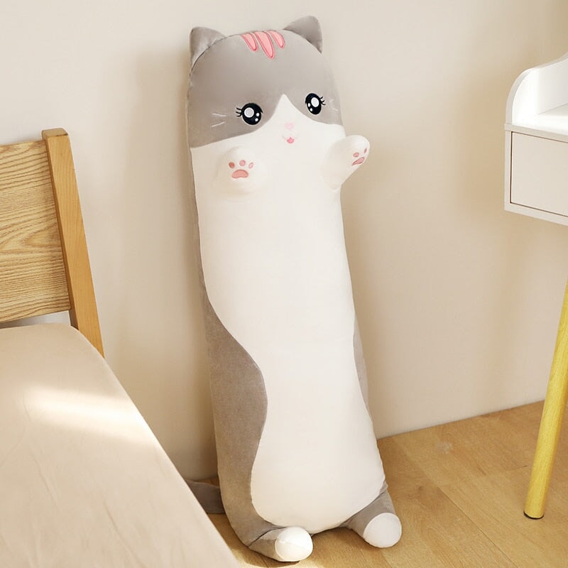 Long Snuggly Pink Gray Cat Plushies