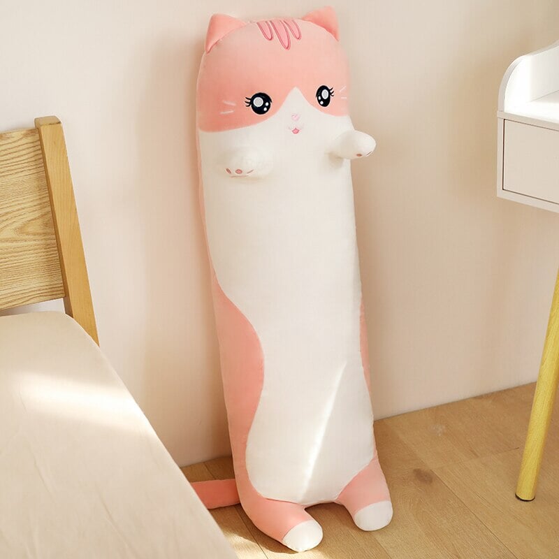 Long Snuggly Pink Gray Cat Plushies