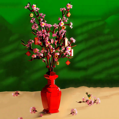 Lucky Peach Blossom Vase Micro Building Blocks