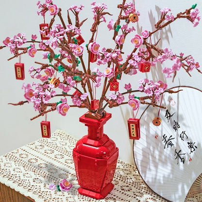Lucky Peach Blossom Vase Micro Building Blocks