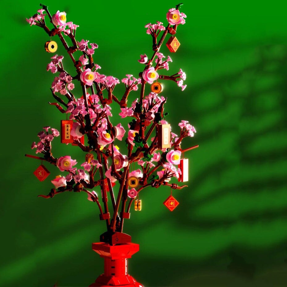 Lucky Peach Blossom Vase Micro Building Blocks