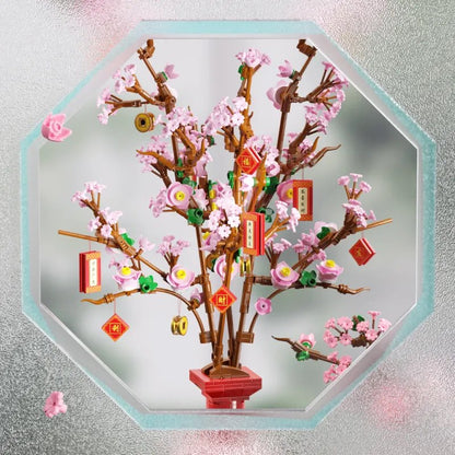Lucky Peach Blossom Vase Micro Building Blocks