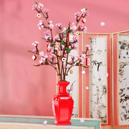 Lucky Peach Blossom Vase Micro Building Blocks