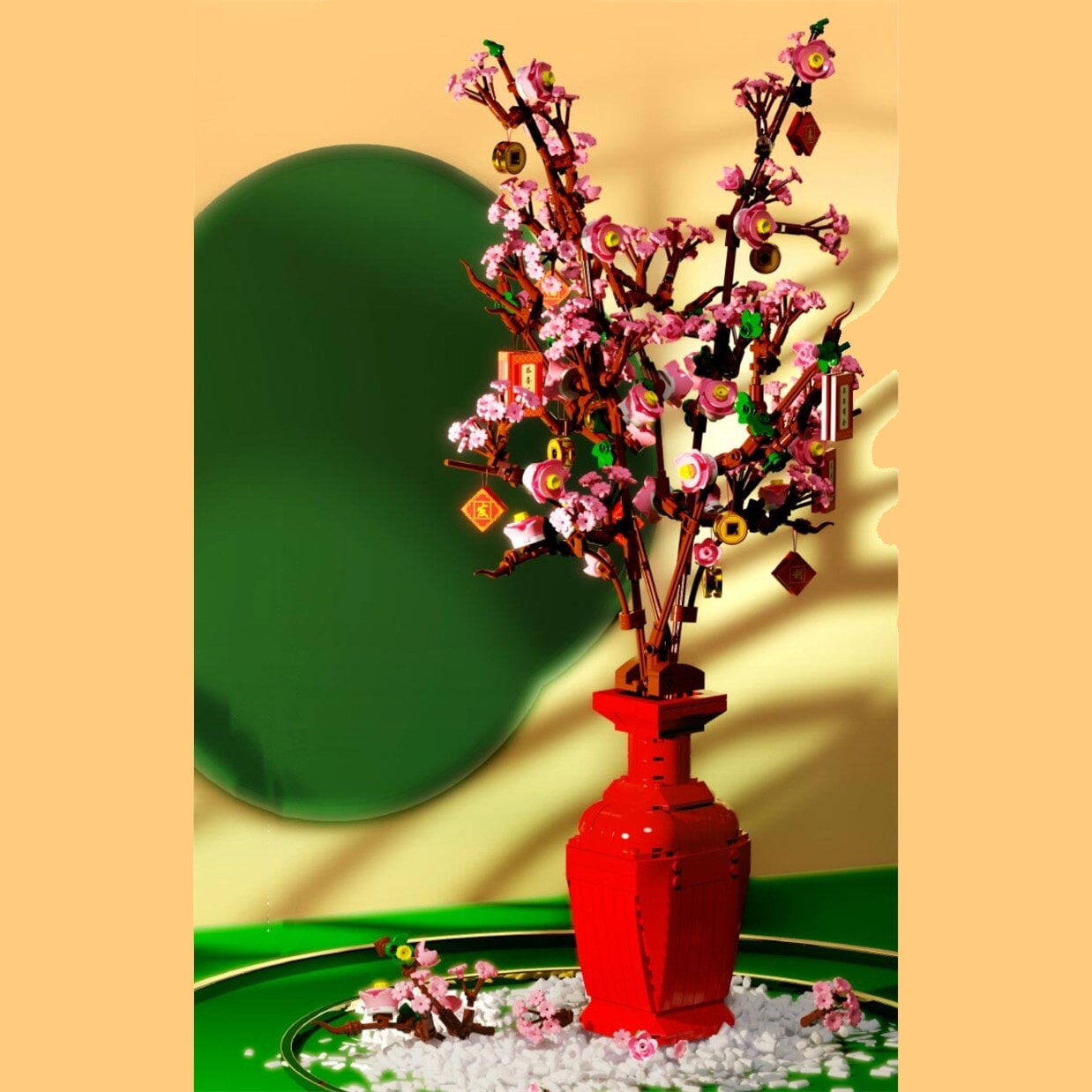 Lucky Peach Blossom Vase Micro Building Blocks