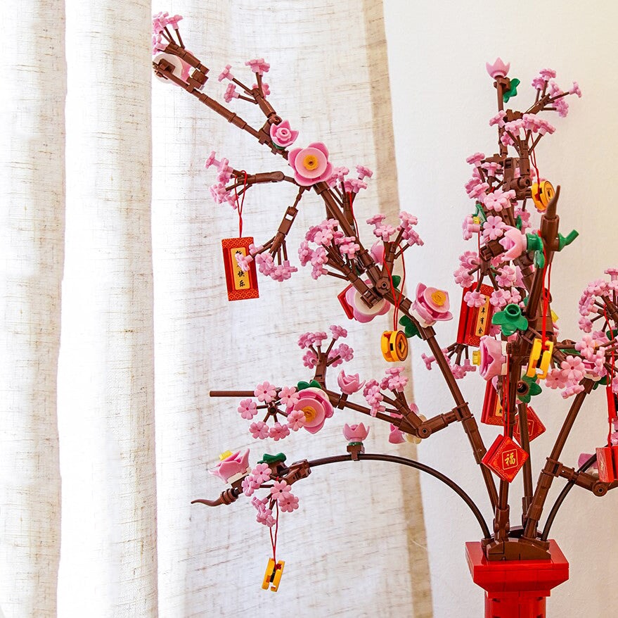 Lucky Peach Blossom Vase Micro Building Blocks