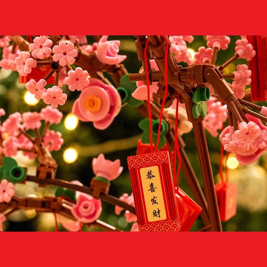 Lucky Peach Blossom Vase Micro Building Blocks