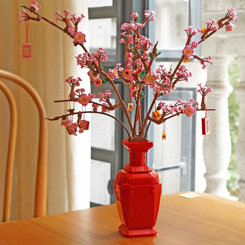 Lucky Peach Blossom Vase Micro Building Blocks