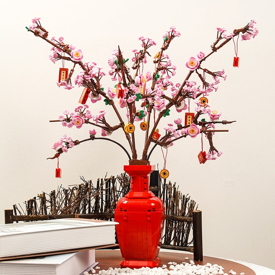Lucky Peach Blossom Vase Micro Building Blocks