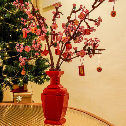 Lucky Peach Blossom Vase Micro Building Blocks