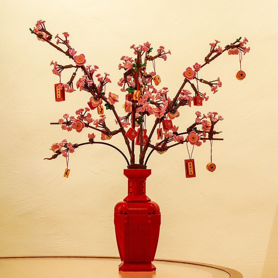 Lucky Peach Blossom Vase Micro Building Blocks