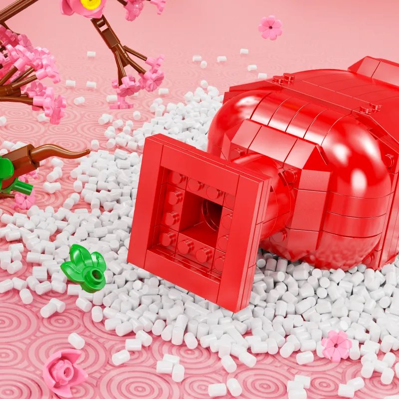 Lucky Peach Blossom Vase Micro Building Blocks