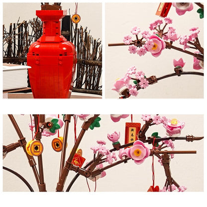 Lucky Peach Blossom Vase Micro Building Blocks