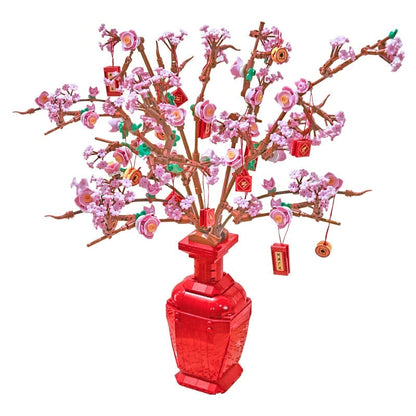Lucky Peach Blossom Vase Micro Building Blocks