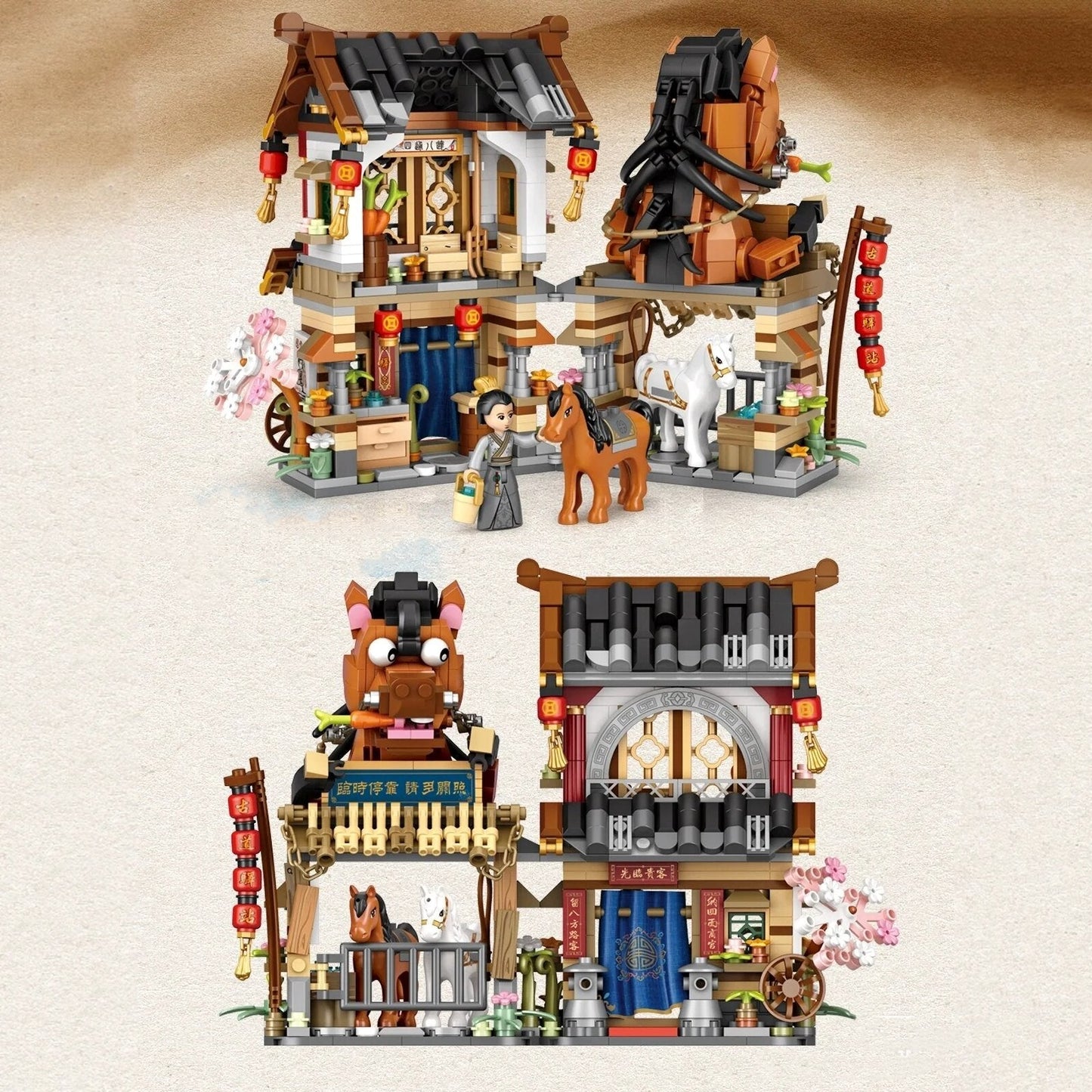 Merchant Store & Horse Stable Micro Building Sets Collection