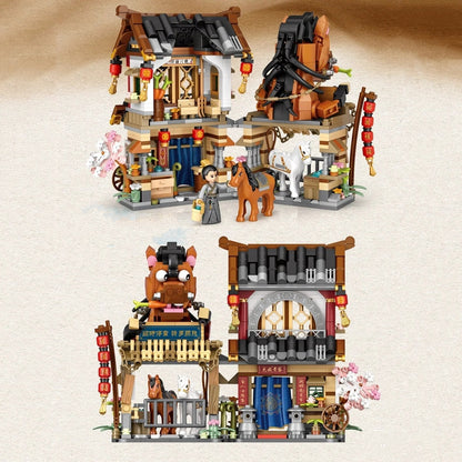 Merchant Store & Horse Stable Micro Building Sets Collection