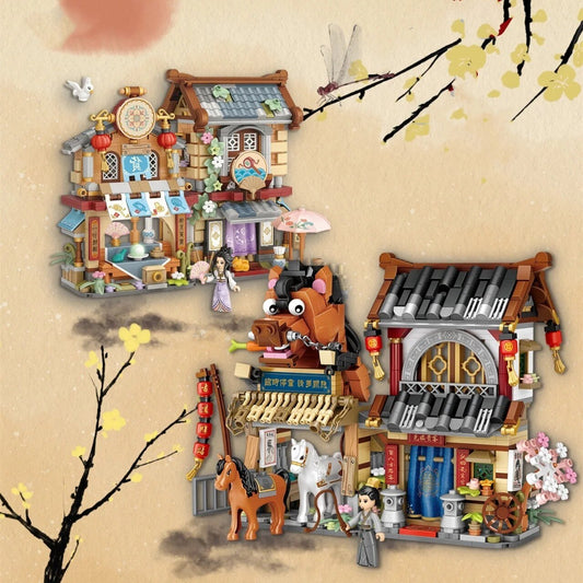 Merchant Store & Horse Stable Micro Building Sets Collection