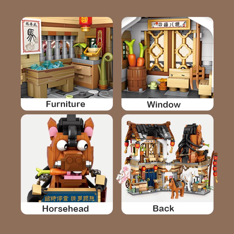 Merchant Store & Horse Stable Micro Building Sets Collection