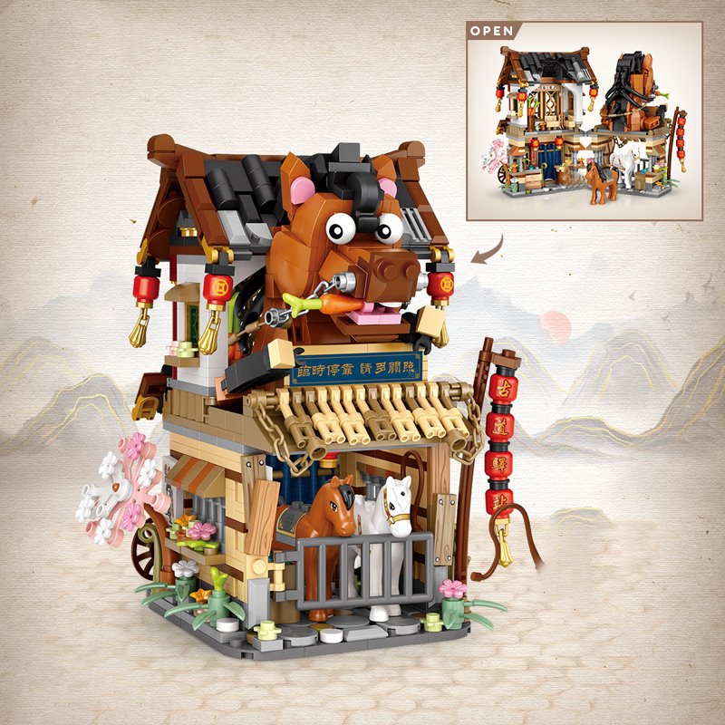 Merchant Store & Horse Stable Micro Building Sets Collection