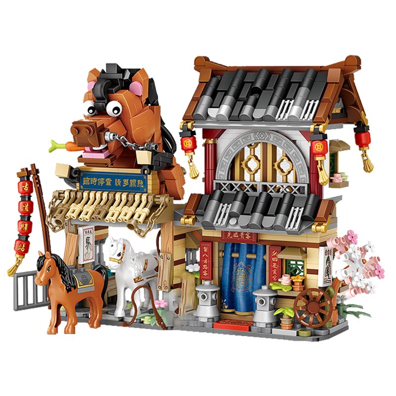 Merchant Store & Horse Stable Micro Building Sets Collection