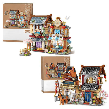 Merchant Store & Horse Stable Micro Building Sets Collection