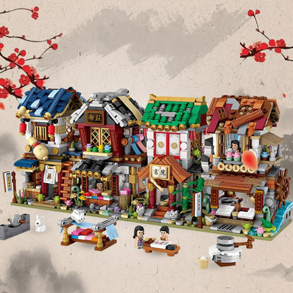 Micro Cute Little Nanzhuang Old Street Building Sets