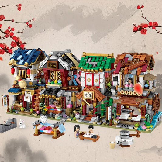 Micro Cute Little Nanzhuang Old Street Building Sets