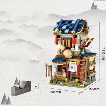 Micro Cute Little Nanzhuang Old Street Building Sets