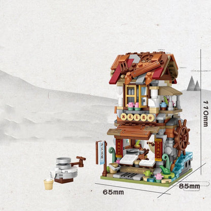 Micro Cute Little Nanzhuang Old Street Building Sets