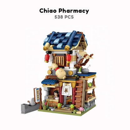 Micro Cute Little Nanzhuang Old Street Building Sets