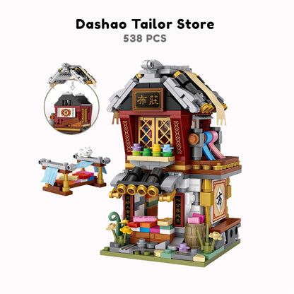 Micro Cute Little Nanzhuang Old Street Building Sets