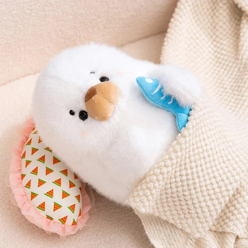 Mochi Seal Plushie with Fish