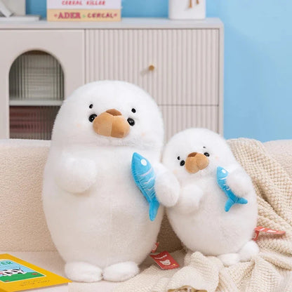 Mochi Seal Plushie with Fish