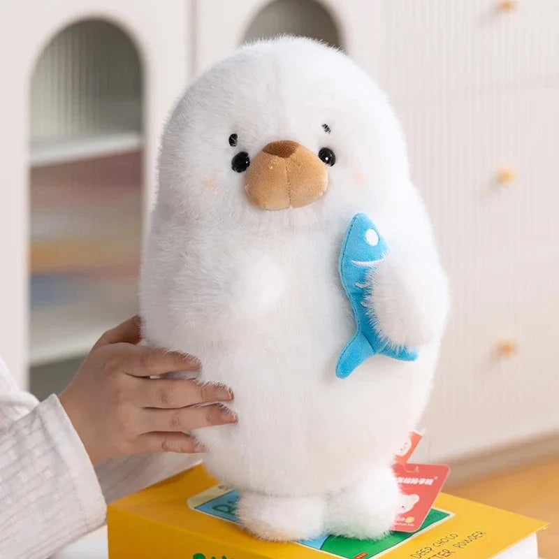 Mochi Seal Plushie with Fish