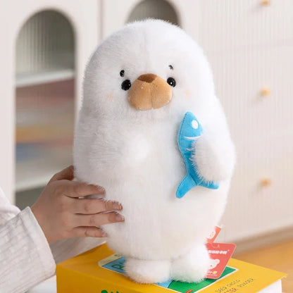 Mochi Seal Plushie with Fish
