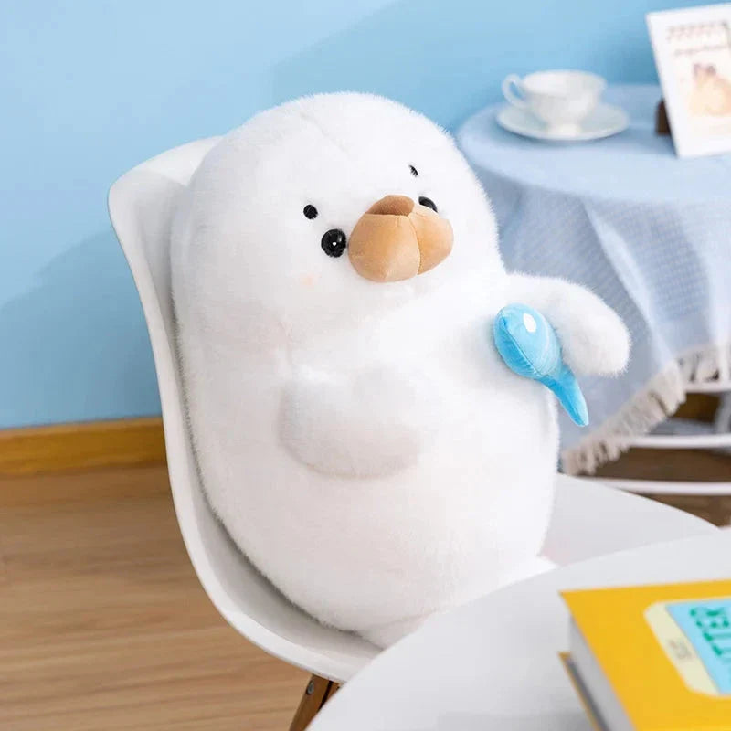 Mochi Seal Plushie with Fish