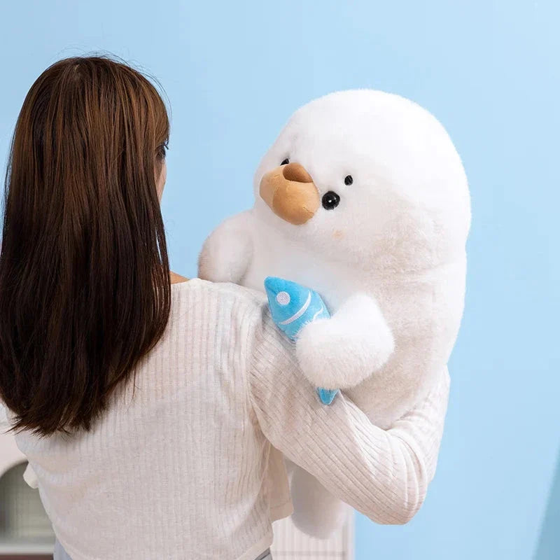 Mochi Seal Plushie with Fish