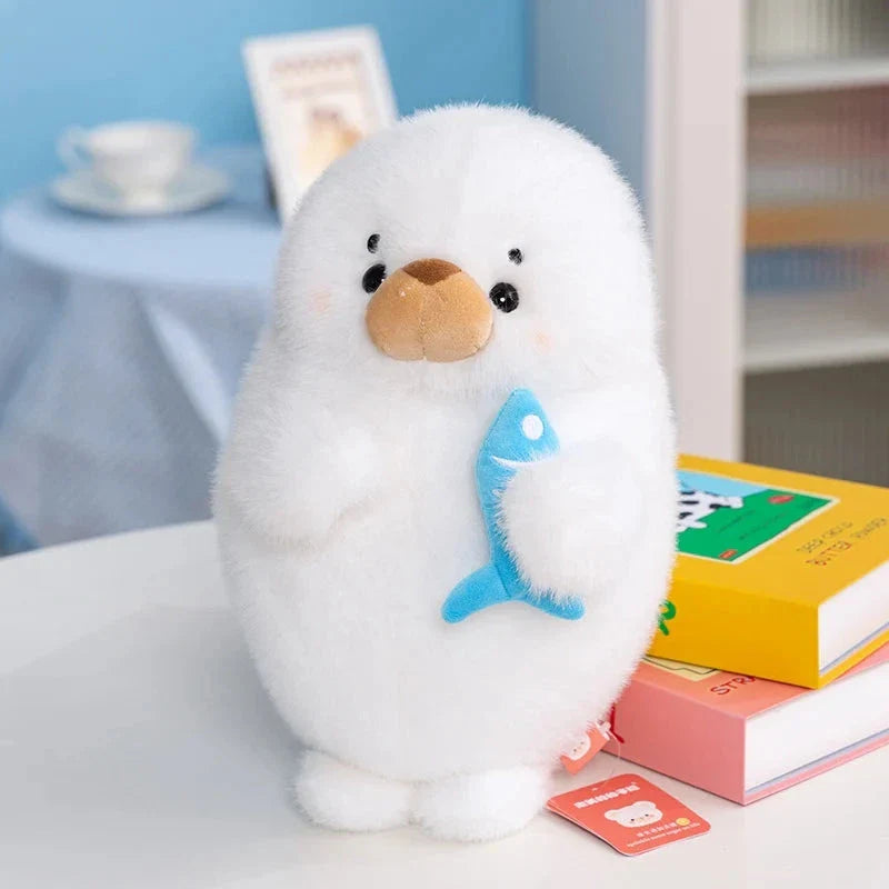Mochi Seal Plushie with Fish