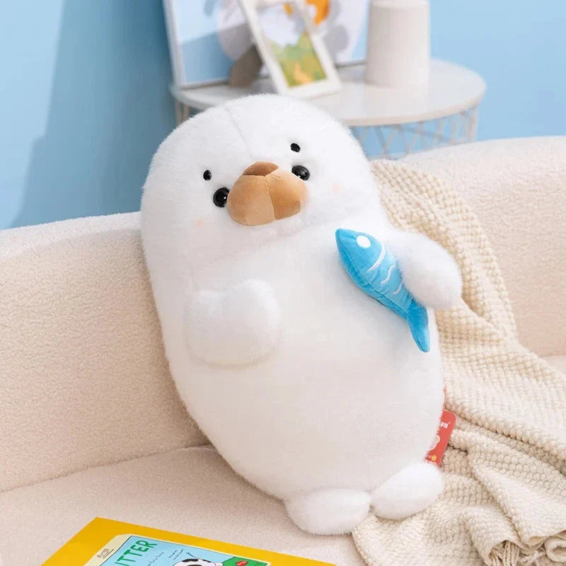 Mochi Seal Plushie with Fish