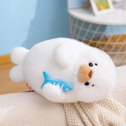 Mochi Seal Plushie with Fish