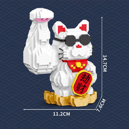 Muscle Lucky Cat & Kimono Outfit Nano Building Blocks