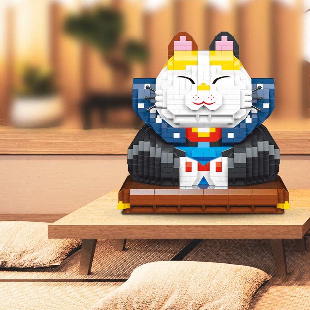 Muscle Lucky Cat & Kimono Outfit Nano Building Blocks