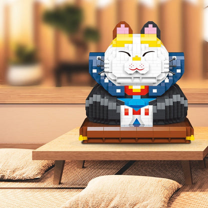 Muscle Lucky Cat & Kimono Outfit Nano Building Blocks
