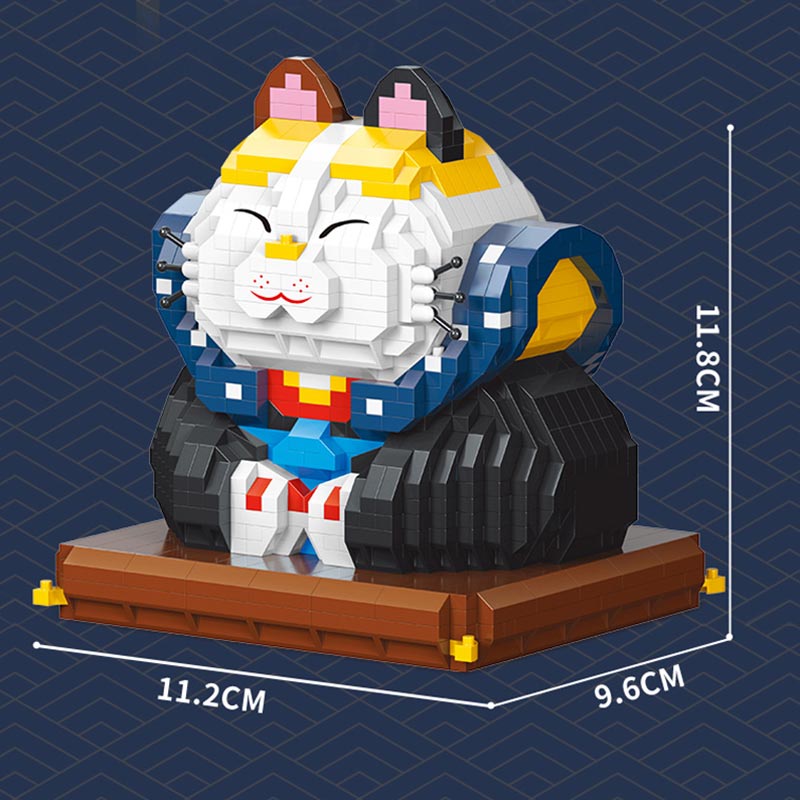 Muscle Lucky Cat & Kimono Outfit Nano Building Blocks