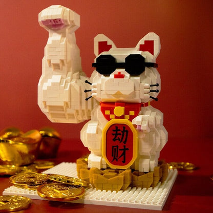 Muscle Lucky Cat & Kimono Outfit Nano Building Blocks