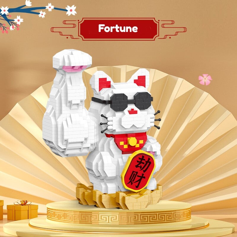 Muscle Lucky Cat & Kimono Outfit Nano Building Blocks